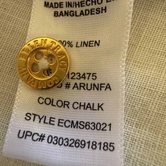 Ellen Tracy womens shirt size XXL 100% linen roll-tab sleeve popover beach - Picture 10 of 13